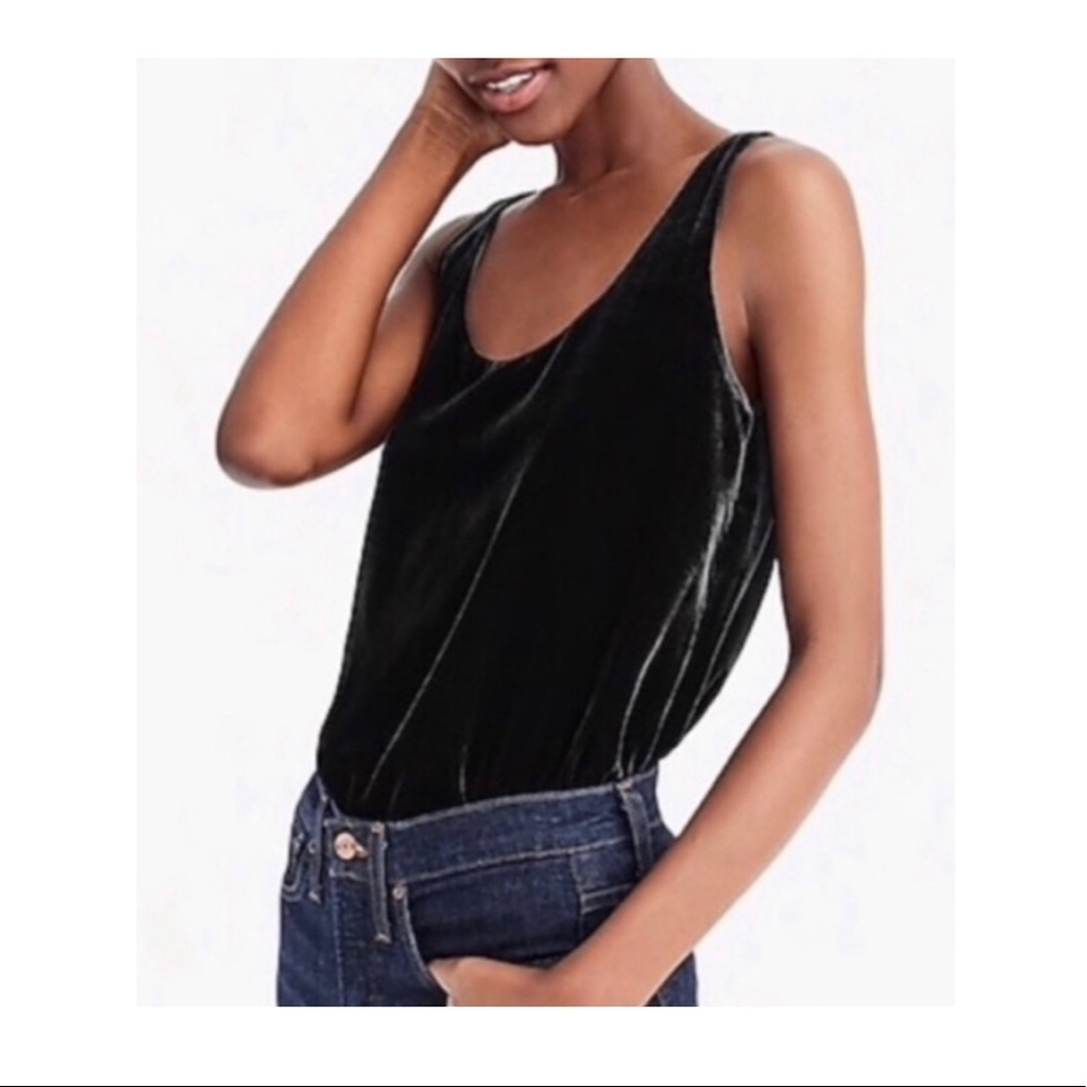 J. Crew Riff Velvet Tank in Black.